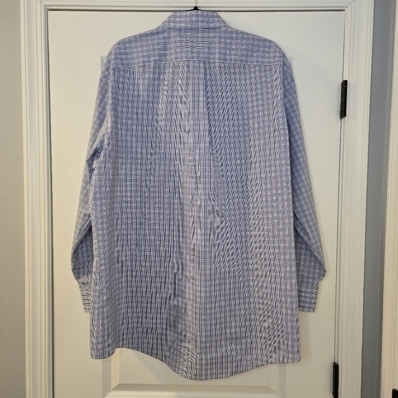 Men’s Stafford Performance The Super Shirt Blue And White Check Neck Size 17.5 - Picture 4 of 14